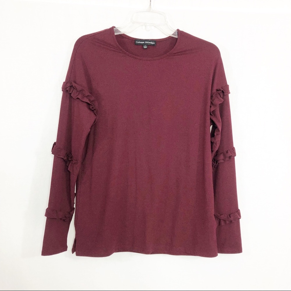 Catherine Malandrino Ruffle Long Sleeve Top, Small